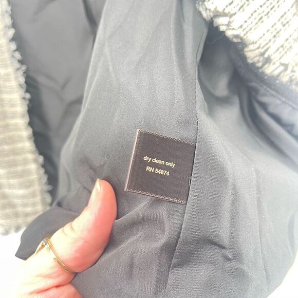 The Limited Womens Blazer Jacket Sequin Fringe Striped Lined Tan Gray Small - Picture 5 of 10